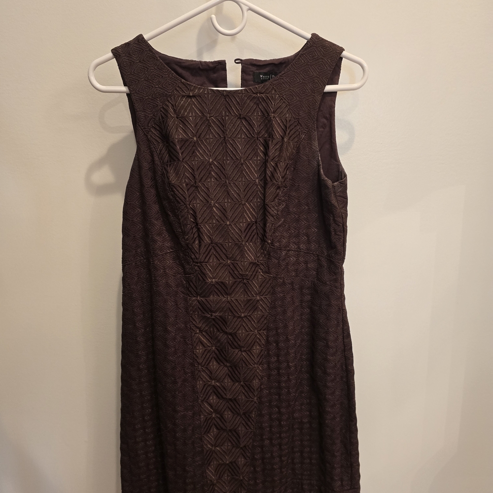White House Black Market Textured Brown Midi Dress